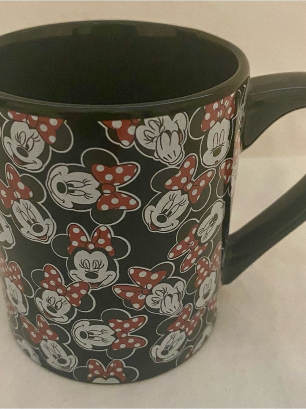 Disney Black Minnie Mouse Ceramic Mug with Red Polka Dot Bows